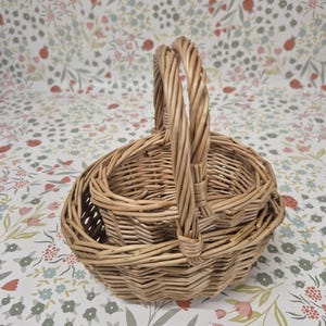 Mini and Small Child Wicker Baskets, Light Brown, Flower Girls, Weddings, Easter & Fancy Dress, Toddler Size 1 x Mini + 1 x Small