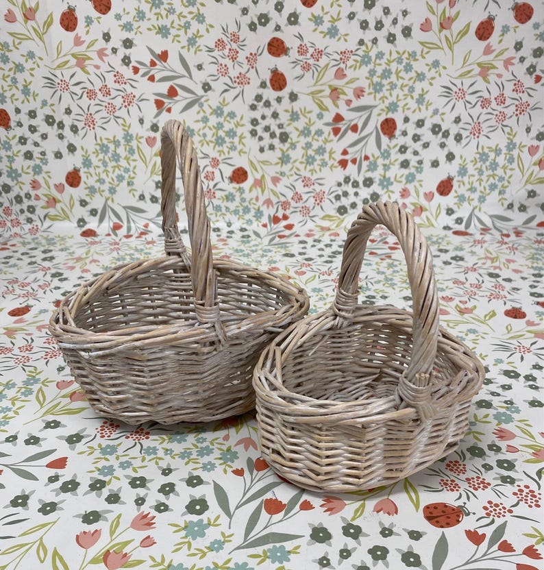 Mini and Small Child Wicker Baskets, Light Brown, Flower Girls, Weddings, Easter & Fancy Dress, Toddler Size image 17