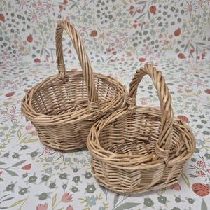 Mini and Small Child Wicker Baskets, Light Brown, Flower Girls, Weddings, Easter & Fancy Dress, Toddler Size image 1