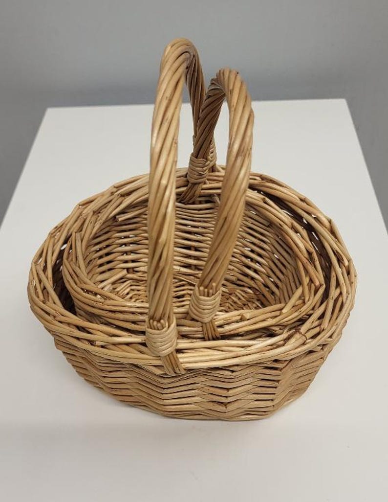 Mini and Small Child Wicker Baskets, Light Brown, Flower Girls, Weddings, Easter & Fancy Dress, Toddler Size image 5