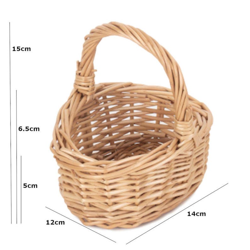Mini and Small Child Wicker Baskets, Light Brown, Flower Girls, Weddings, Easter & Fancy Dress, Toddler Size 1 x Mini Basket