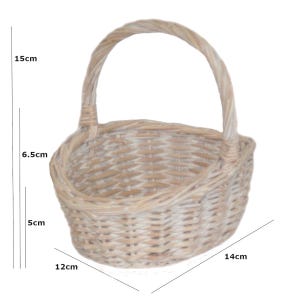 Mini and Small Child Wicker Baskets, Light Brown, Flower Girls, Weddings, Easter & Fancy Dress, Toddler Size 1 x Mini White Wash