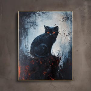 Stampa di gatto nero Hexed / Fine Art / Dark Academia Art / Cottagecore / Librariancore / Moody Vintage Wall Art Poster / Witch Witchy Spell Art