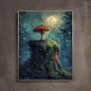 Fairy Perch / Stampa artistica Fairycore / Cottagecore / Poster da parete Moody Fantasy / Librariancore / Decorazione fata strega Whimsigoth /