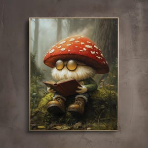 Favole fungine / Stampe artistiche di funghi / Arte surreale e dark accademia / Cottagecore botanico / Librariancore / Poster da parete Moody Fantasy