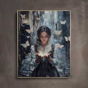 The Conjurer / Butterfly Fine Art Print / Dark Academia / Botanical Cottagecore / Librariancore / Moody Butterflies Fantasy Wall Art Poster
