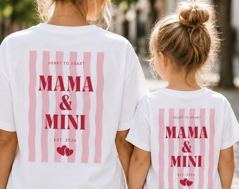 Mama Shirt, Mama und Mini, Partnerlook Familie Matching Shirt mit Jahr, Mama Papa Kind T-Shirt, Mutter Vater Kind Outfit, Familienlook EST