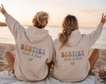 Personalisierter Besties Hoodie Shirt Sweater, Beste Freundin Geschenk, Partnerlook, Geburtstag, Geschenkidee Bestie