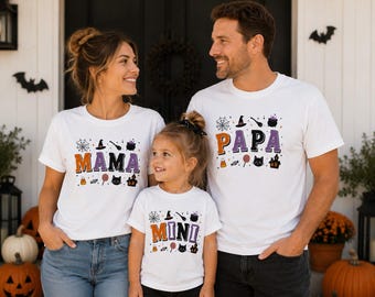 Halloween Partnerlook Familie Matching Shirt, Mama Papa Kind T-Shirt Halloween, Mutter Vater Kind Outfit, Familienlook, Geschenk Halloween