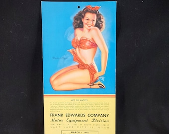 1946 Vintage pinup by Billy DeVorss "Knots to You"- Salt Lake City Utah advertising calendar Frank Edwards Company