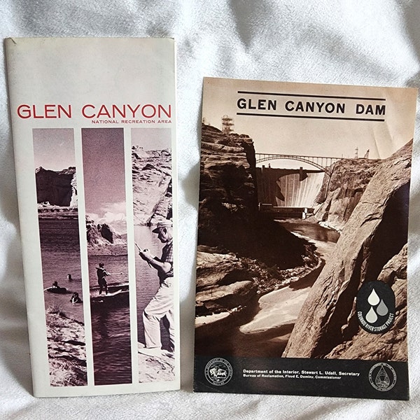 1960s Guides to Glen Canyon, set of 2:  Lake Powell, Utah/Arizona 1966 and 1967, Map/Ephemera. History, Geology, Boating