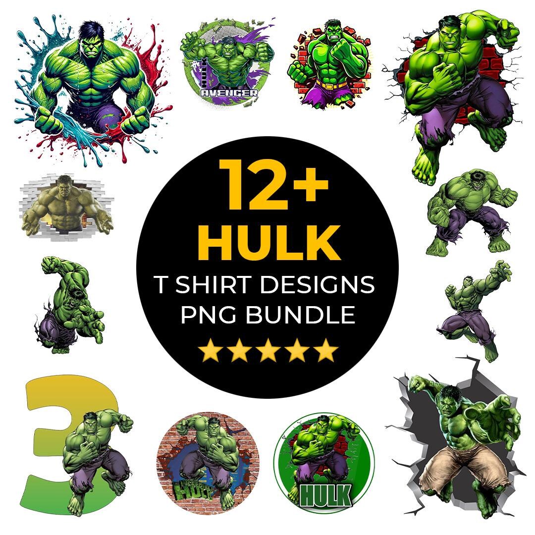 Hulk PNG Bundle, Digital Hulk Clipart Designs for Sublimation T-shirts ...