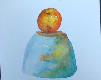 Peach on Blue Bowl