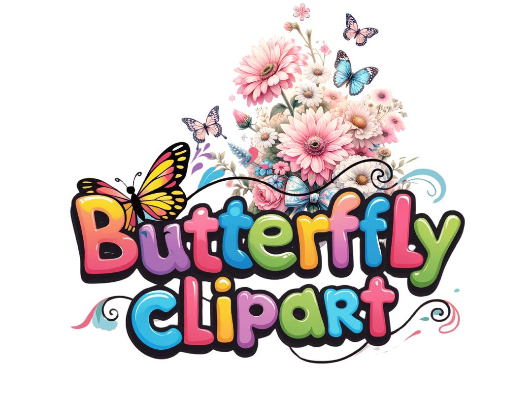 Watercolor Butterfly Clipart Bundle: Floral PNG Graphics (digital ...