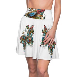 Schmetterling Print Skater Rock: Lebendige Boho Festival Mode