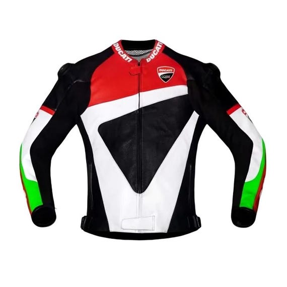 新しい Ducati Corse バイク牛革レザージャケット Ducati Tricolore