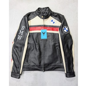 BMW Motorbike Cowhide Leather Jacket New BMW Motorrad Racing Motorcycle Biker Jacket