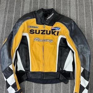 New Suzuki Racing Cowhide Leather Motorbike Jacket Suzuki Yoshimura Motorcycle Biker Jacket