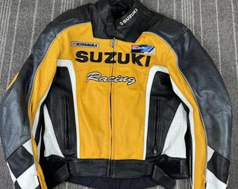 New Suzuki Cowhide Leather Motorbike Jacket Suzuki Yoshimura Motorcycle Racing Jacket