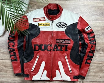 Ducati Racing Motorbike Cowhide Leather Jacket New Ducati Motorcycle Biker Jacket