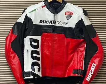 New Ducati Racing Motorbike Cowhide Leather Jacket Ducati Corse C5 Motorcycle Biker Jacket