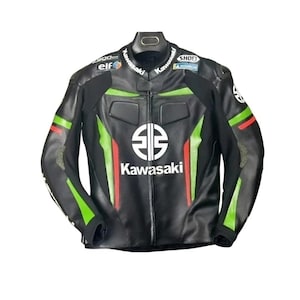 Nuova giacca in pelle bovina per moto Kawasaki Shadow GP, giacca da motociclista Kawasaki Ninja Racing