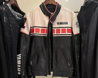 Yamaha Racing Cowhide Leather Motorbike Jacket New Yamaha Racing Heritage Motorcycle Biker Jacket