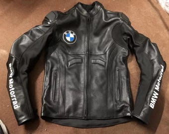Nouveau Blouson moto en cuir de vachette Motorrad BMW Motorrad Blouson motard moto de course BMW Retro Racing Neuf
