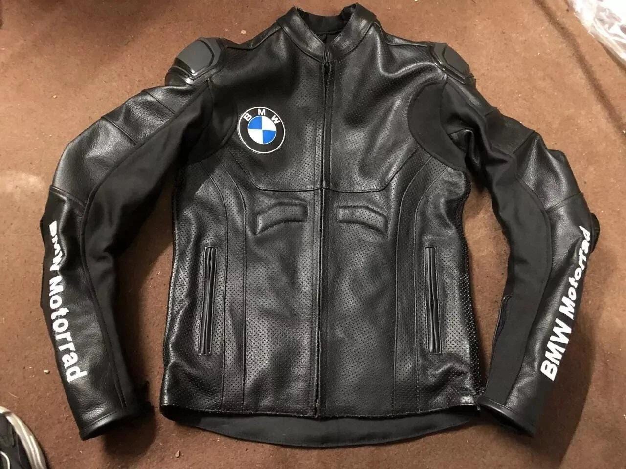 New BMW Motorrad Motorbike Cowhide Leather Jacket BMW Retro Racing
