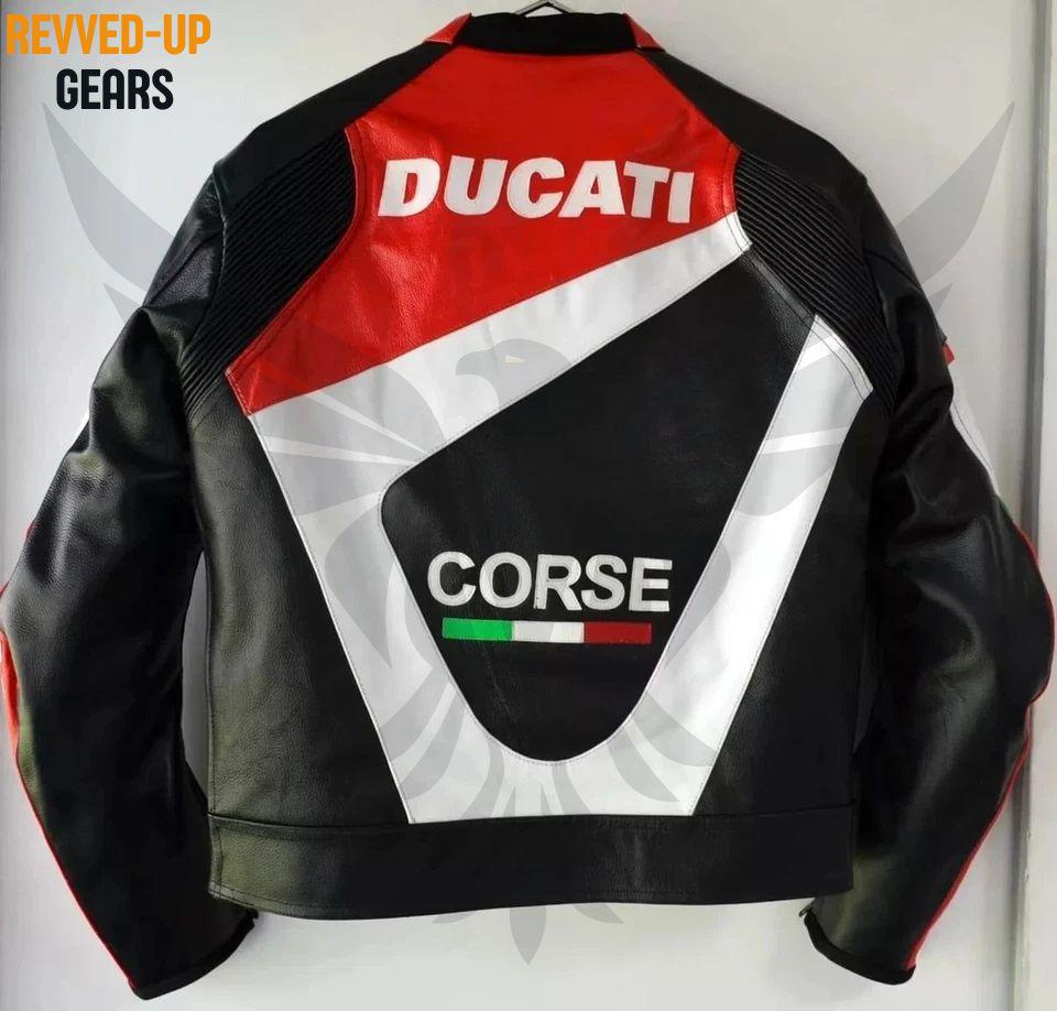 新しい Ducati Corse バイク牛革レザージャケット Ducati Tricolore