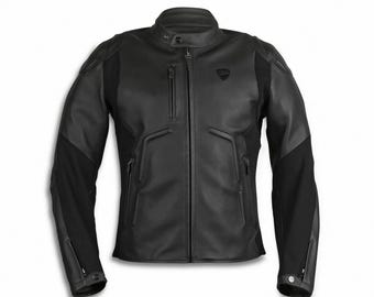 New Ducati C2 Motorbike Cowhide Leather Jacket Ducati Black Rider Racing Motorcycle Biker Jacket