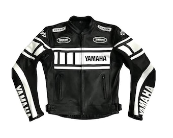Yamaha Racing Cowhide Leather Motorbike Jacket New Yamaha MotoGP Motorcycle Biker Jacket