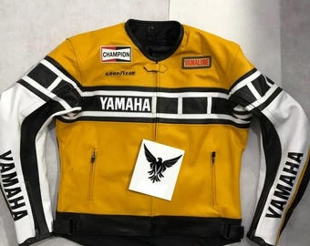 Yamaha GP Track Racing Cowhide Leather Motorbike Jacket New Yamaha Vintage Motorcycle Biker Jacket