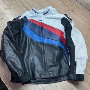 New BMW Motorsport Motorbike Cowhide Leather Jacket M Stripes Racing Motorcycle Biker Jacket