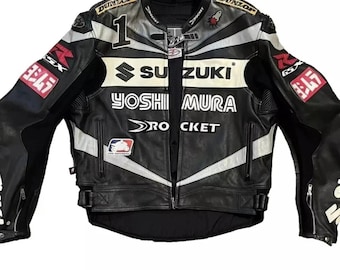New Suzuki Yoshimura Motorbike Cowhide Leather Jacket Suzuki GSX-R Racing Motorcycle Biker Jacket