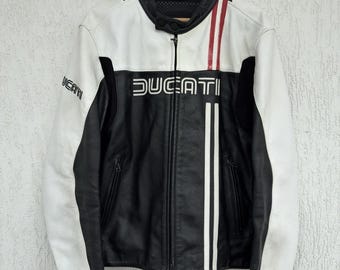 New Ducati Corse Milano Motorbike Cowhide Leather Jacket Ducati Retro Stripe Racing Motorcycle Biker Jacket