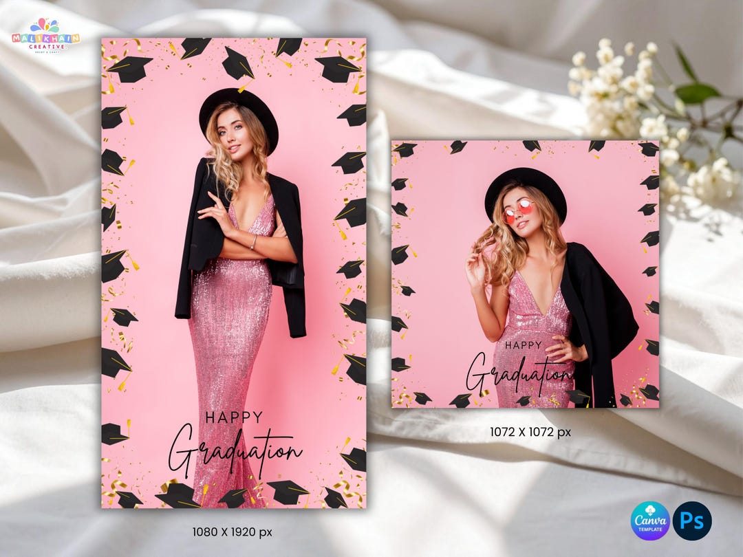 Graduation Overlayvector Graduation 360 Video Booth Overlay Template, Editable PSD and Canva ...