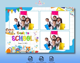 Modelo de cabine de fotos para a volta às aulas: design PSD editável (download digital 4x6)
