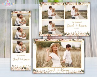 Floral Wedding Photobooth Template Editable in Canva & Photoshop | Elegant Photo Booth for Wedding, Quinceañera, Birthday | Instant Download