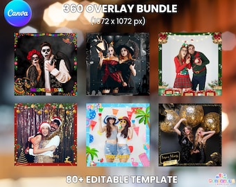 Conjunto de sobreposições de estande 360 | Modelos editáveis do Canva 1072x1072