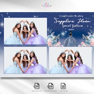 Starry Night Photo Booth Template: Blue & Gold PSD 4x6 (Digital Download)