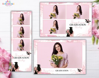 Pink Graduation Photobooth Template Editable in Canva & Photoshop | Class of 2026 Photo Booth Strip | Graduation Party Decor