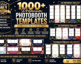 Pacote com mais de 1000 modelos de cabine de fotos | Editáveis no Canva | Para todos os tipos de eventos e ocasiões