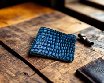 Crocodile Texture Leather Bifold Wallet: Slim RFID Blocking Design valentines day gift