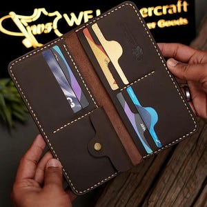 Portefeuille long en cuir fait main ElanFold - Portefeuille de luxe fin et haut de gamme pour homme et femme