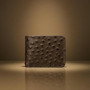 Genuine Ostrich Embossed Leather Wallet | Slim Bifold, Textured Luxury Accessory