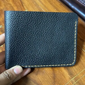 Cartera de cuero negro para hombre 100% cuero puro hecho a mano de grano suave / regalo para él / cartera personalizada / calidad premium