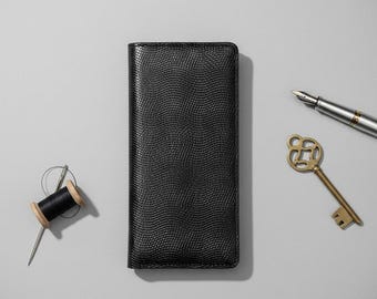 Portefeuille en cuir imprimé serpent : porte-cartes noir fin, design luxueux pour hommes