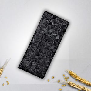 Snake Print Leather Wallet: Slim Black Card Holder, Luxury Men&#39;s Design