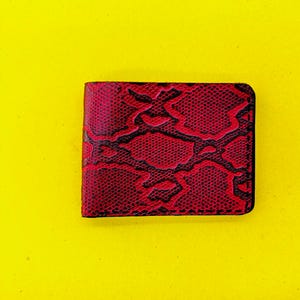 Handgefertigte Leder Geldbörse | Vipercraft Crimson Python Geldbörse | luxus in jedem stich am besten für geschenk, geschenk für ihn,
